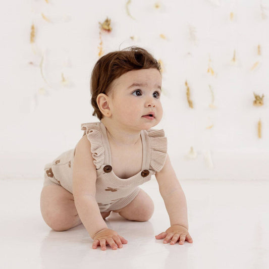 Aster & Oak - Flower Knit Ruffle Romper